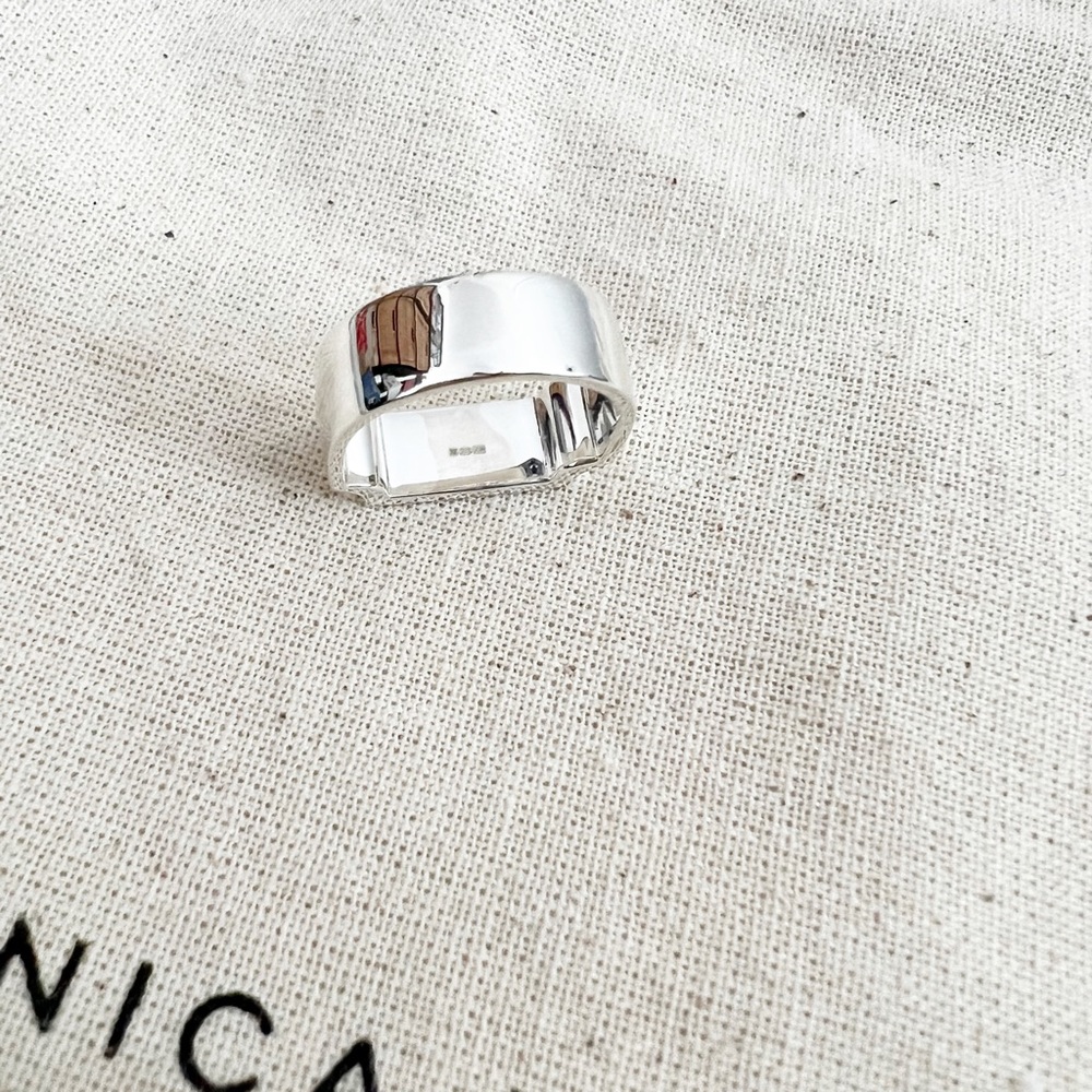 MONICA VINADER Signature Wide Silver Diamond Ring 4.5 - Picture 6 of 10